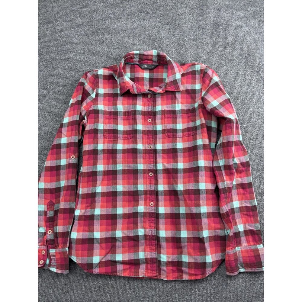 The North Face Shirt Womens Medium Red Plaid Long Sleeve Button‎ Front Cotton